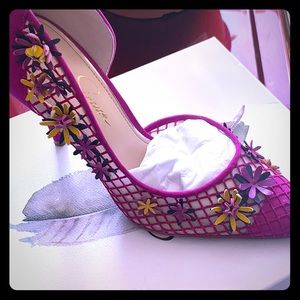 Jessica Simpson fishnet pumps